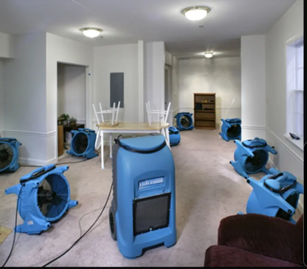 Air movers and dehumidifier setup for Water Damage Restoration in Fish Hawk
